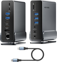 Station d'accueil 15-en-1 pour Configuration à Deux moniteurs,Triple Affichage,Portable Dock Type C Thunderbolt 4,Double 4K@60Hz HDMI,4K@60Hz DP,100W PD,USB 10Gbps,RJ45,Audio,SD/TF