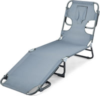 Chaise Longue Jardin Terrasse, Design Pliable avec Dossier Multi-Angles Confortable, Gris