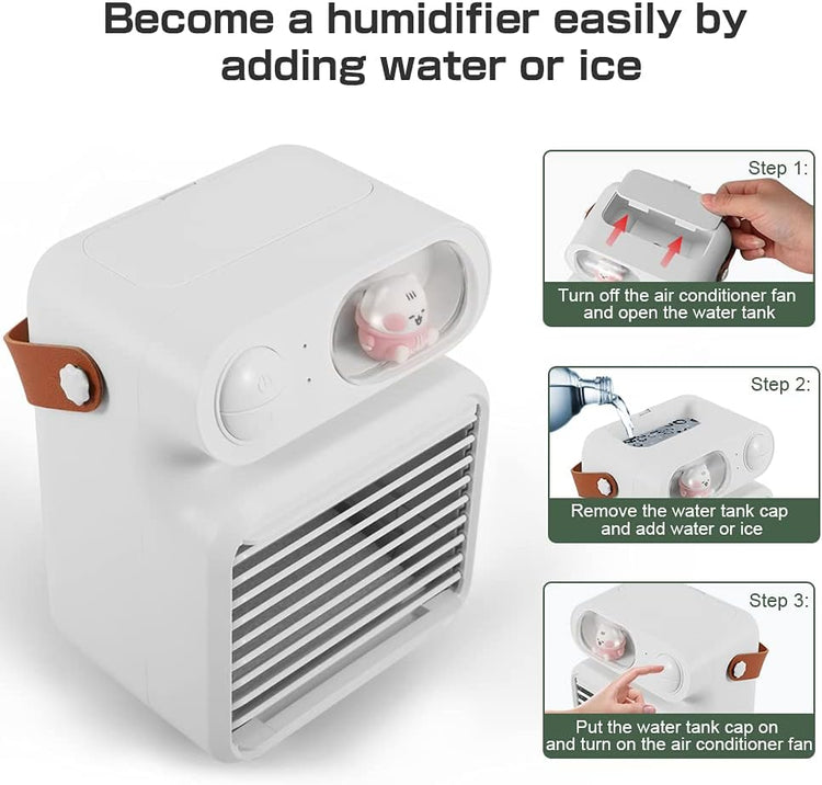 Climatiseur Refroidisseur Evaporation Humidificateur Mobile Purificateur Portable BLANC