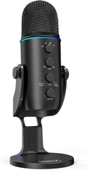 Micro à Condensateur USB Bouton Muet Lumière RGB 4 Pickup Patterns NOIR
