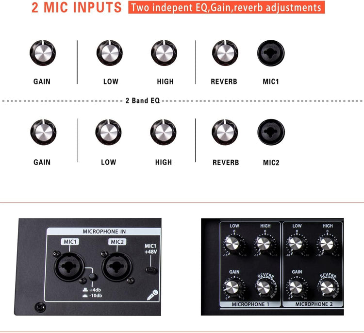 Amplificateur 2x60W Guitare Acoustique Haut-parleur Bluetooth Portable Effet Reverb Chorus Delay 7 Entrées