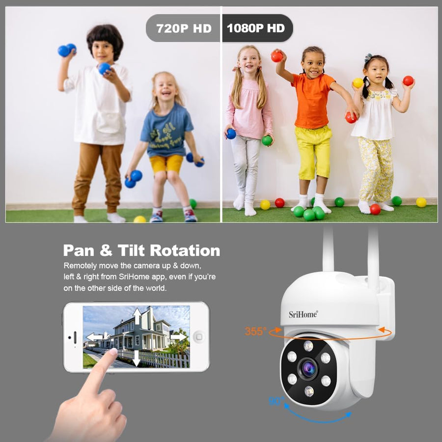 Caméra Surveillance WiFi Extérieure 1080p Caméra de sécurité Vision Nocturne Suivi Automatique Détection Mouvement