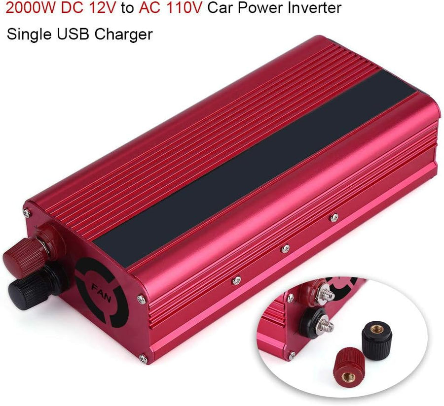 Power Inverter, 2000W DC 12V à AC 110V Car Power Inverter Converter Adaptateur de Chargeur USB