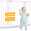 Barriere de Securite Enfant, sans perçage, Extra Haute, 92 cm de Hauteur, 75 à 124 cm de Large, avec 3 rallonges, pour Enfants, Chiens et Chats, Fermeture Automatique et arrêt à 90° BLANC