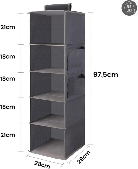 Range Chaussures Suspendu 5 Compartiments Rangement Armoire Pliable Organiseur Vêtements Chaussures