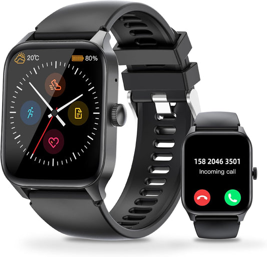 Montre Connectée Bluetooth Ecran 1,83" Fréquence Cardiaque 120 Modes Sport Étanche IP67 NOIR