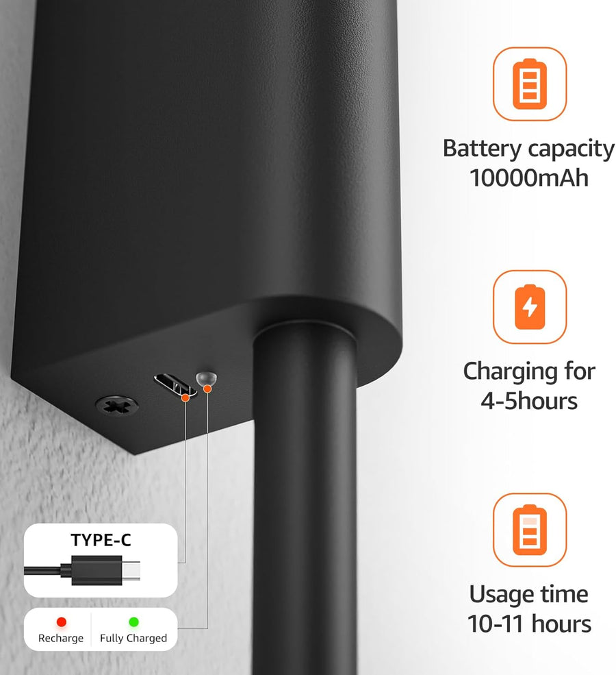 Lot de x2 Lampe Murale LED d'Intérieur sans Fil avec Batterie 60cm 7W, Dimmable avec Télécommande et Minuterie, Éclairage Mural Rechargeable pour Salon et Chambre