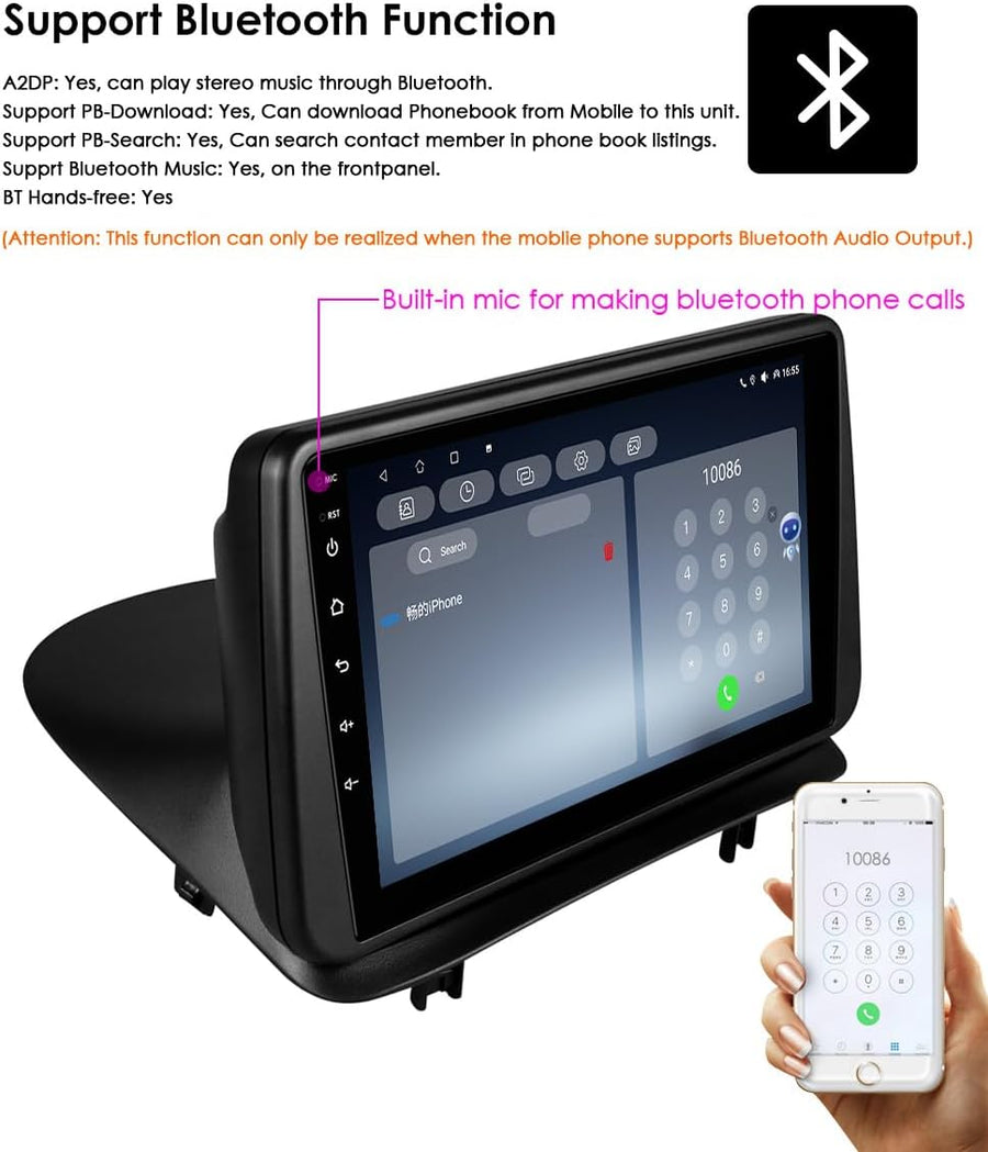 Autoradio 9" Android 13 pour Renault Clio 3 2005-2014 4 cœurs 2 Go et 64 Go de mémoire, prend en charge Carplay/Android Auto, commande au volant, Wi-Fi/4G, AM/FM