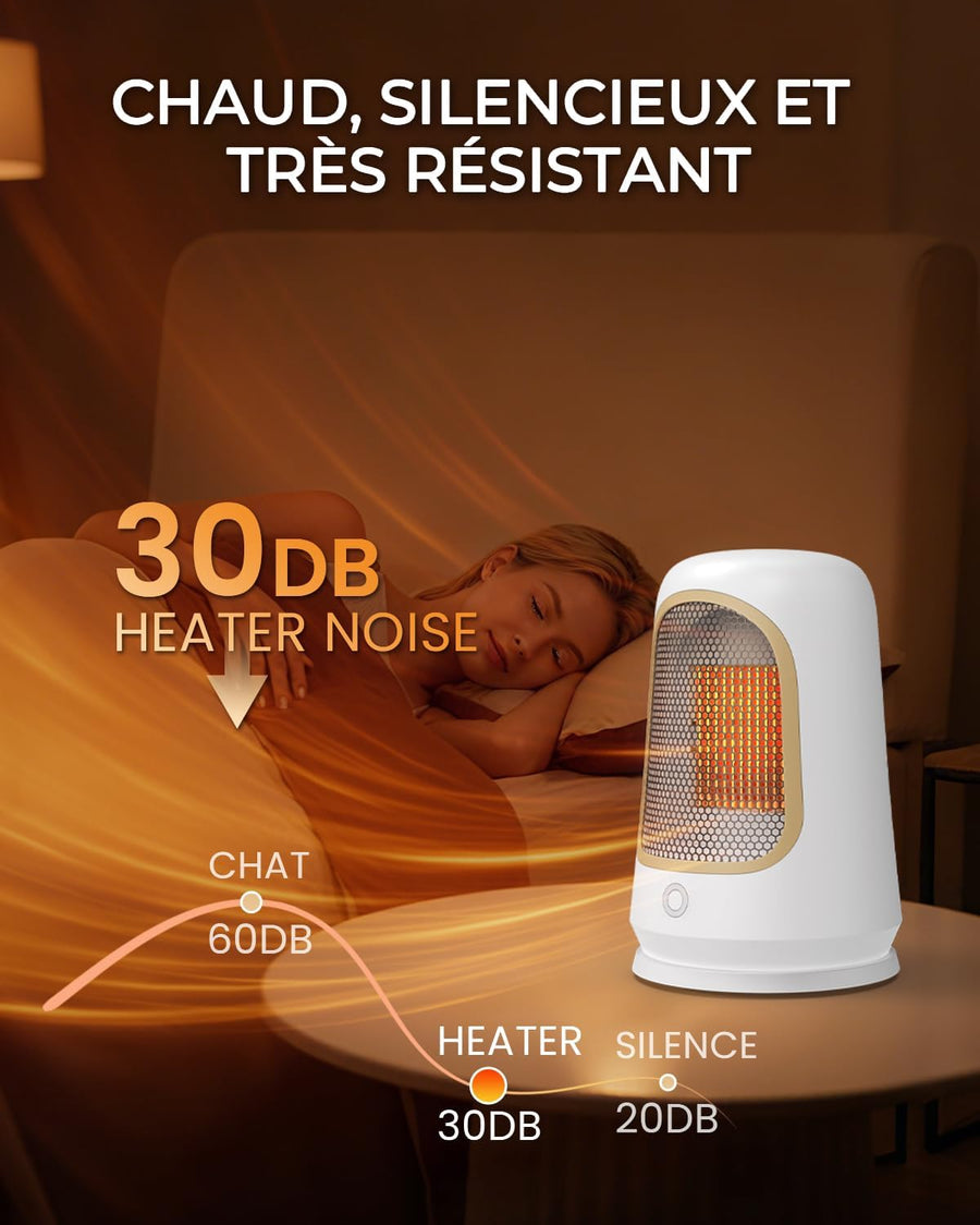 Radiateur soufflant 1500W PTC céramique chauffant, chauffage d’appoint portable - Faible consommation d’énergie, silencieux, protection anti-basculement et contre la surchauffe