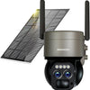 Caméra Surveillance Solaire 6MP WiFi Extérieure Double Objectif 360° PTZ Caméra IP, Détection Humaine avec Panneau Solaire, Vision Nocturne Couleur, Suivi Automatique, Audio Bidirectionnel,IP66