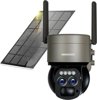 Caméra Surveillance Solaire 6MP WiFi Extérieure Double Objectif 360° PTZ Caméra IP, Détection Humaine avec Panneau Solaire, Vision Nocturne Couleur, Suivi Automatique, Audio Bidirectionnel,IP66