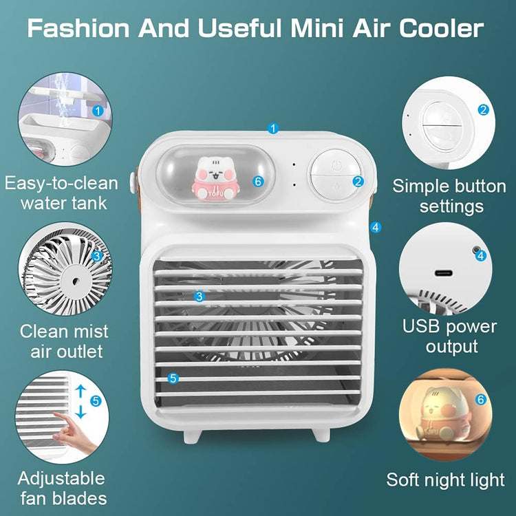 Climatiseur Refroidisseur Evaporation Humidificateur Mobile Purificateur Portable BLANC