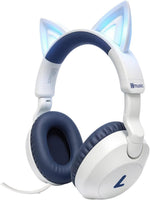 Casque Retour Audio Enfants, sans Fil & Filaire, 120H d'autonomie Microphone caché, Voleme Limité 85dB, Bluetooth 6.0, Câble AUX 3,5 mm, Doux et confortable, Pliable, bleu