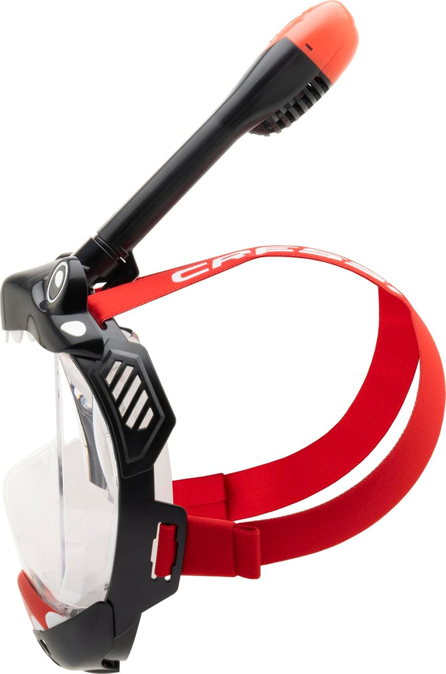 CRESSI Kiddy Kids Full Face Mask Black/Clear/Red - Masque Intégral - CO2 Sûre - Spécialement Conçu pour Les Enfants, Anti buée, Valve de Purge et Tuba Dry