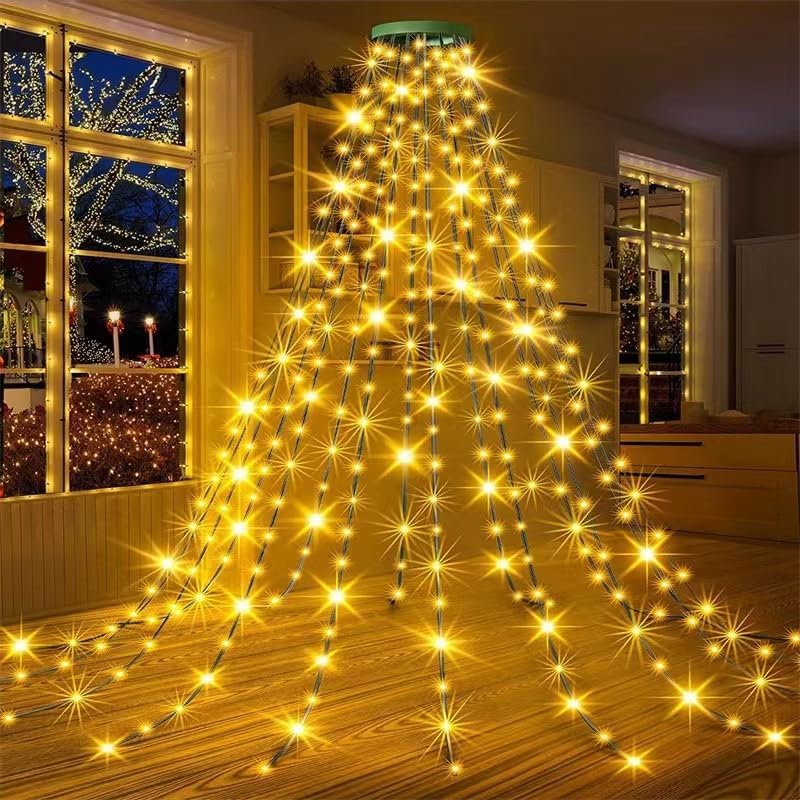 Guirlande Éclairage Sapin de Noël de 2,05 m Anneau et 8 Guirlandes 280 LED