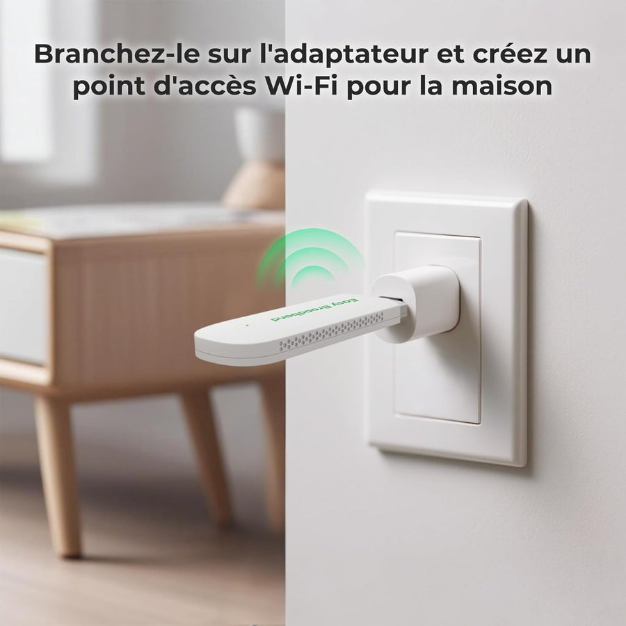 Internet mobile 4G LTE Clé de surf avec WiFi 6, 150 Mbit/s, dongle USB WLAN Hotspot pour ordinateur portable/PC, Plug & Play, SIM préinstallée
