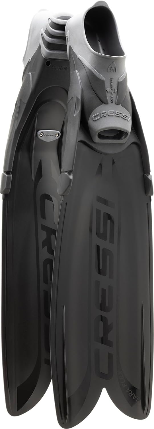 CRESSI Gara Turbo Flex Fins - Palmes Performantes Réactives Légères Unisexes Système Gara Modulaire et Lames Interchangeables pour Plongée Apnée Chasse sous Marine Snorkeling Taille 36-37 NOIR