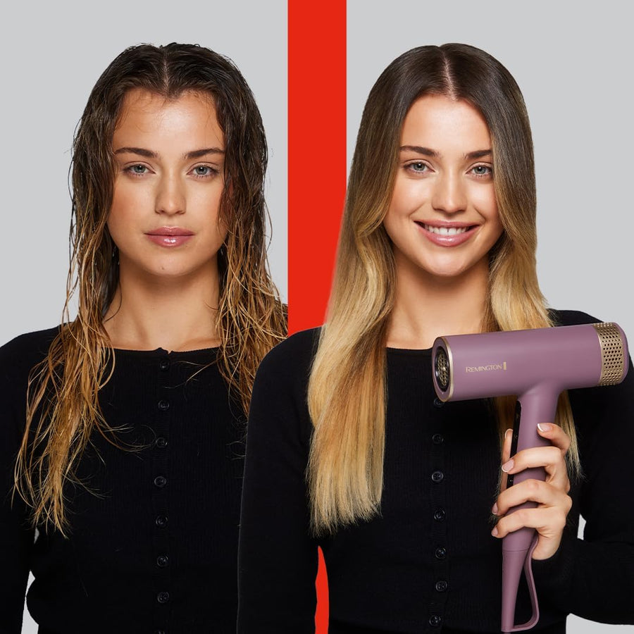 Remington AIRvive Sèche-cheveux [Moteur BLCD silencieux, 240km/h flux d'air] Concentrateur+diffuseur (Technologie Ionic Air pour styles longue durée, 12 combinaisons de chauffage et vitesse)