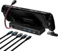 Station d'accueil 6-in-1 pour Steam Deck/ROG Ally/Legion Go avec HDMI 2.1 4K@144Hz, 100W PD in, 3X 10G USB 3.2, Gigabit RJ45