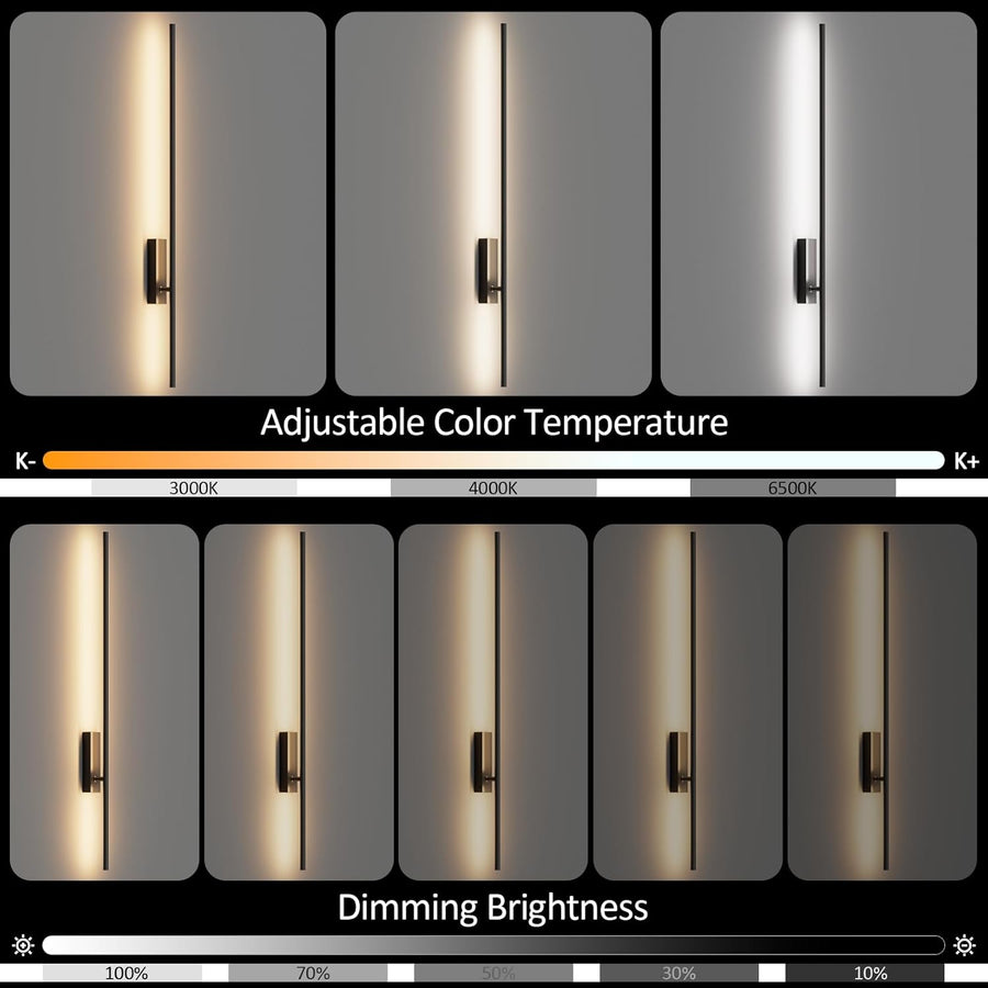 Lot de x2 Appliques Murale LED avec Télécommande Noir - 100 cm, 28 W, 3000 K-6000 K, avec Fonctions de Variation d'Intensité et de Minuterie