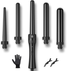 Fer à Friser 5en1 Température Réglable 180°C-210°C Chauffage Rapide Fer à Friser Professionnel Multifonction NOIR