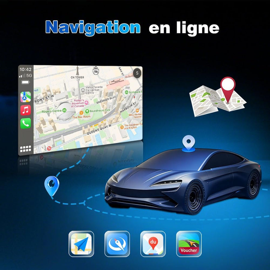 Autoradio 7" Carplay pour VW Golf 5 6 Polo CarPlay & Android Auto Sans Fil, Bluetooth, FM radio, DSP, 4x45W, Caméra Recul Dyn, Microphone