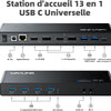 Displaylink USB C Station d'accueil Universelle avec 2 x HDMI & DP 65 W PD, Gigabit Ethernet, 6 × USB 3.0, Audio, Microphone, Compatible avec Mac OS et Windows