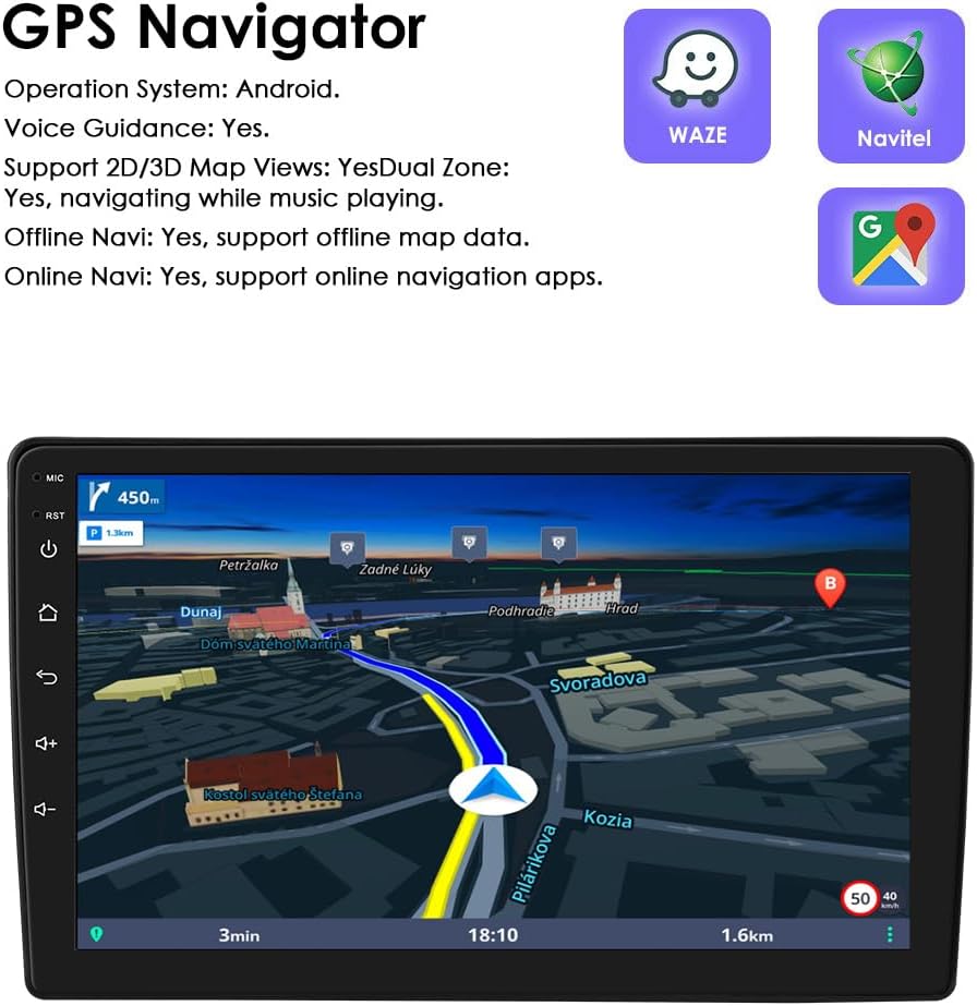 Autoradio 4 cœurs 2G+64G Android 14 9" pour Citroën C2 C3 2001 2002 2003 2004 2005 2006 2007 2008 2009 2010, Prend en Charge Carplay/Android Auto, Commande au Volant, Wi-Fi/4G, AM/FM