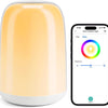 Lampe de Chevet Connectée, Veilleuse LED WiFi RGBWW Multicolore Dimmable avec Commande Vocale et Contrôle à Distance Compatible Assistant Vocaux