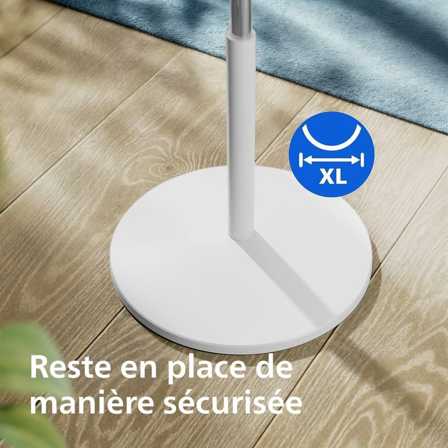 Philips Ventilateur sur pied Série 1000 - Puissant et silencieux, 38 dB, Hauteur réglable, Inclinable et rotatif, Minuterie BLANC