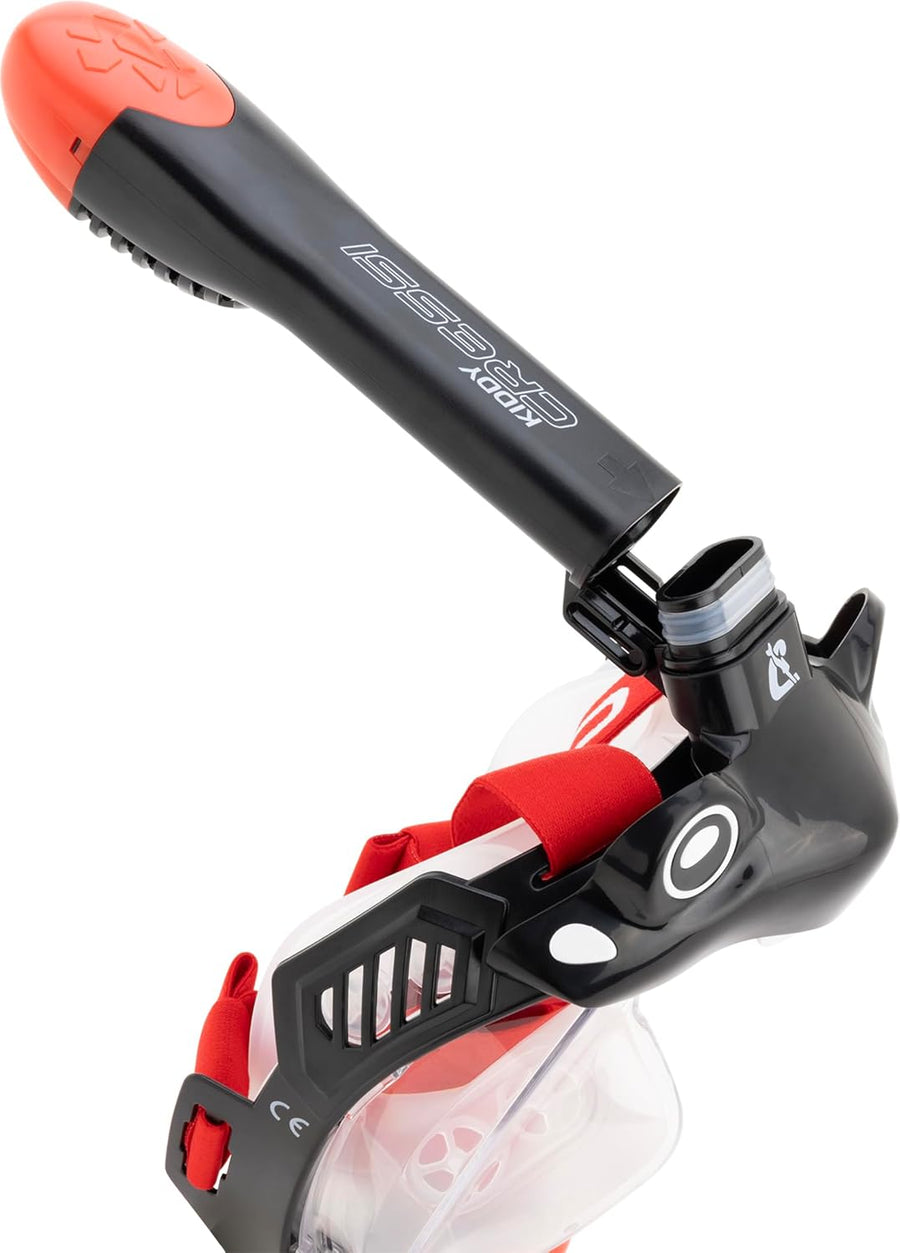 CRESSI Kiddy Kids Full Face Mask Black/Clear/Red - Masque Intégral - CO2 Sûre - Spécialement Conçu pour Les Enfants, Anti buée, Valve de Purge et Tuba Dry