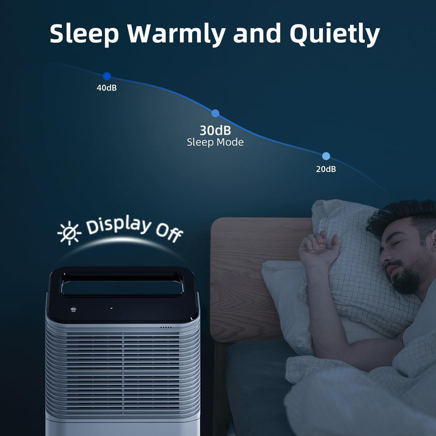 Déshumidificateur d'Air 16L/jour Ultra-silencieux, Contrôle Central Intelligent, Mode AUTO, Indicateur d'humidité, Minuterie 24H, Plus Puissant, Plus Efficace
