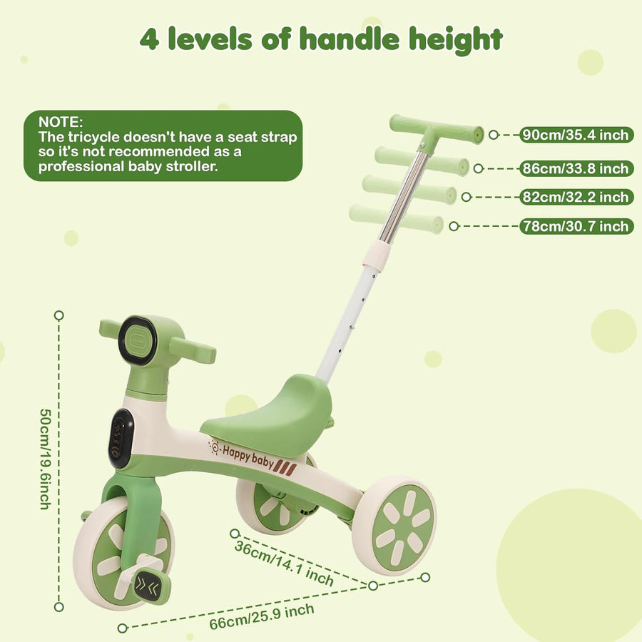 Tricycle Évolutif 4en1 Bébé Vélo Draisienne,Tricycle Bébé Évolutif avec Pédales Amovibles et Barres de Poussée Réglables en Hauteur,Vélo d’Équilibre