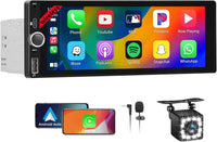 Autoradio CarPlay 1 DIN - 6.86 Pouces HD Ecran Tactile Radio Car Play sans Fil Soutien PhoneLink iOS/Android avec Caméra de Recul, RDS Radio FM/Type-C de Recharge/Mic/EQ/SWC