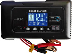 Chargeur et mainteneur de Batterie Intelligent 12V/24V 20A, Chargeur P20 4 Modes Lithium/AGM/Plomb-Acide/LiFePO4 avec écran LCD et réparation par impulsions, pour Voitures, Motos et Bateaux