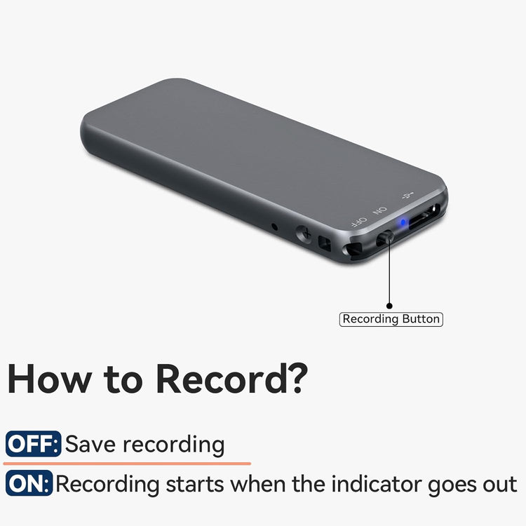 Enregistreur Vocal avec Port Type-C et Boîtier Métallique, 58GB Enregistreur Etude Interview