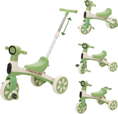 Tricycle Évolutif 4en1 Bébé Vélo Draisienne,Tricycle Bébé Évolutif avec Pédales Amovibles et Barres de Poussée Réglables en Hauteur,Vélo d’Équilibre