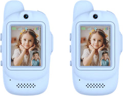 Lot de 2 Talkies-Walkies Vidéo Enfants Rechargeable Longue Portée avec Écran D'affichage et Changeur de Voix