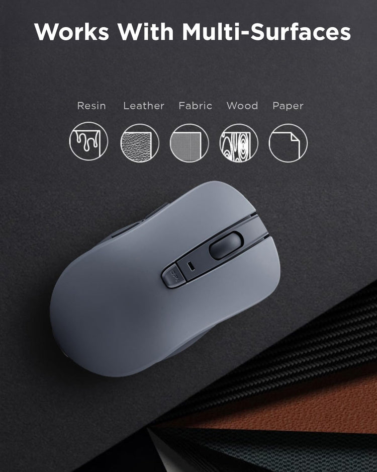 Lenovo WL300 Souris Sans Fil Bluetooth Clics Silencieux 3 DPI Réglables pour Droitiers Compatible PC Ordinateur Portable GRIS