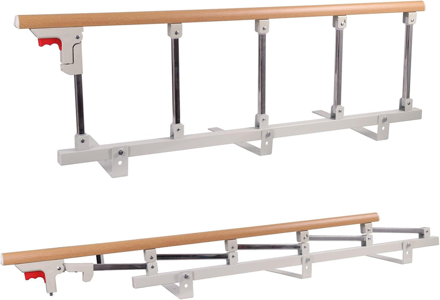 Garde latérale pour barrière de lit pour Personnes âgées, Protection latérale de sécurité Pliable pour Adultes, Main Courante de sécurité, Barre d'appui pivotante, Cinq cloisons