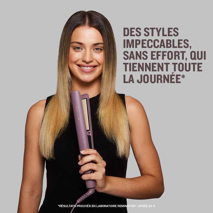 Remington AIRvive Lisseur Cheveux Technologie Ionic Air : résultats de coiffage longue durée Revêtement ultra-céramique avec micro-actifs plaques étroites,écran LCD, 150-230°C Fer à lisser
