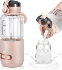 Chauffe Biberon Nomade, Chauffe Eau Portable Voiture 400ml, Chauffe-plats pour Bébé Visuel avec Contrôle de Température pour Voyages Extérieur, Température Réglable de 37°C à 55°C ROSE