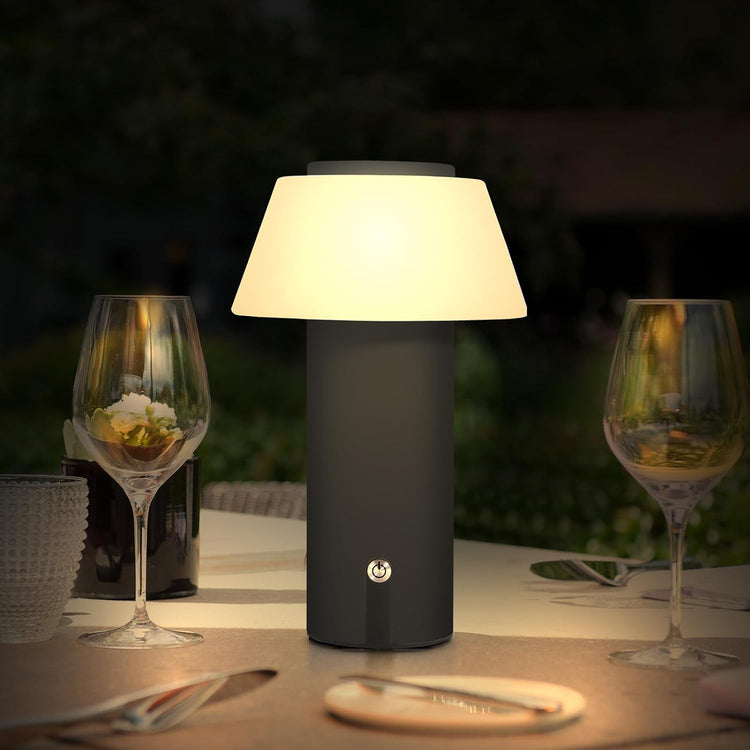 Lampe de Table LED Sans Fil Lampe Champignon Tactile Dimmable Batterie Rechargeable Etanche NOIR