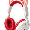 Hmusic Casque Retour Audio Enfants, sans Fil & Filaire, 120H d'autonomie Microphone caché, Voleme Limité 85dB, Bluetooth 6.0, Câble AUX 3,5 mm, Doux et Confortable, Pliable, rouge