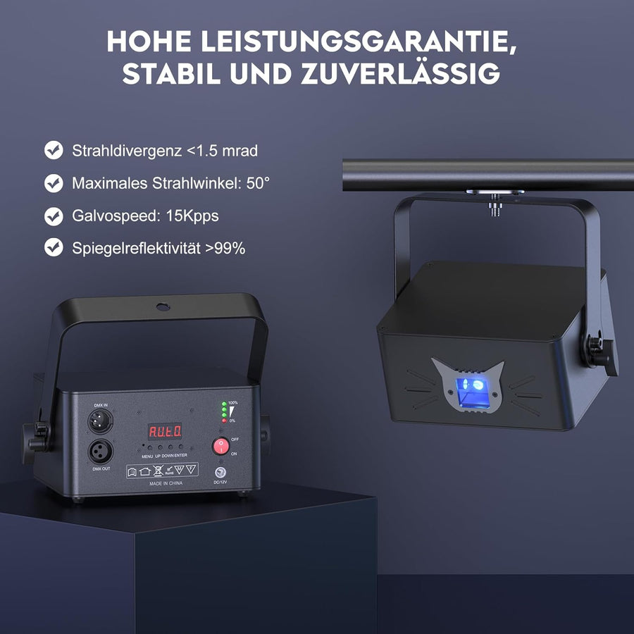 DiscoLicht PartyLicht avec Bluetooth-App, 3D DIY Animation Disco Lumière avec Batterie 5200 mA, Animation DJ Party Lumières avec Télécommande et DMX 512, pour Party Bar Halloween Noël