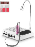 Ponceuse pour Ongles Professionnel, Aspirateur Poussiere Ongle, Repose Main Ongle avec Réglable à 360° Lumière Led, 30000 Rpm Lime a Ongle Electrique