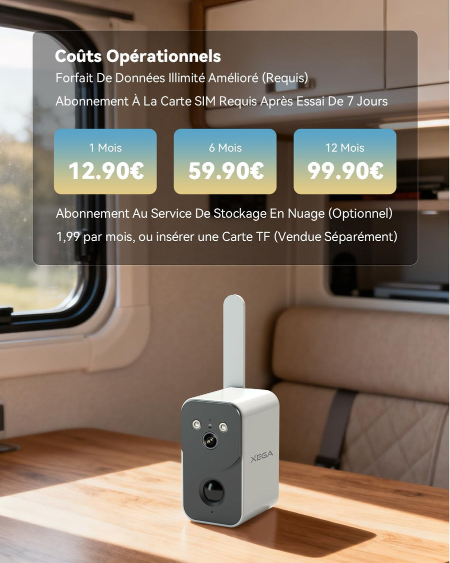 Caméra de Surveillance 4G LTE avec Carte SIM 10000mAh Batterie – Portable sans Fil Extérieur Intérieur Vision Nocturne en Couleur Projecteur Sirène APP Instantanées Alertes Étanche【sans WiFi】