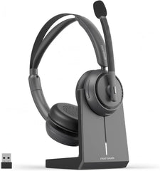 Casque Bluetooth sans Fil avec Micro,Casque à Réduction de Bruit ENC, Station de Charge/Bluetooth 5.4/USB Dongle, 45H d'Autonomie pour Télétravail/PC/Appels Clairs