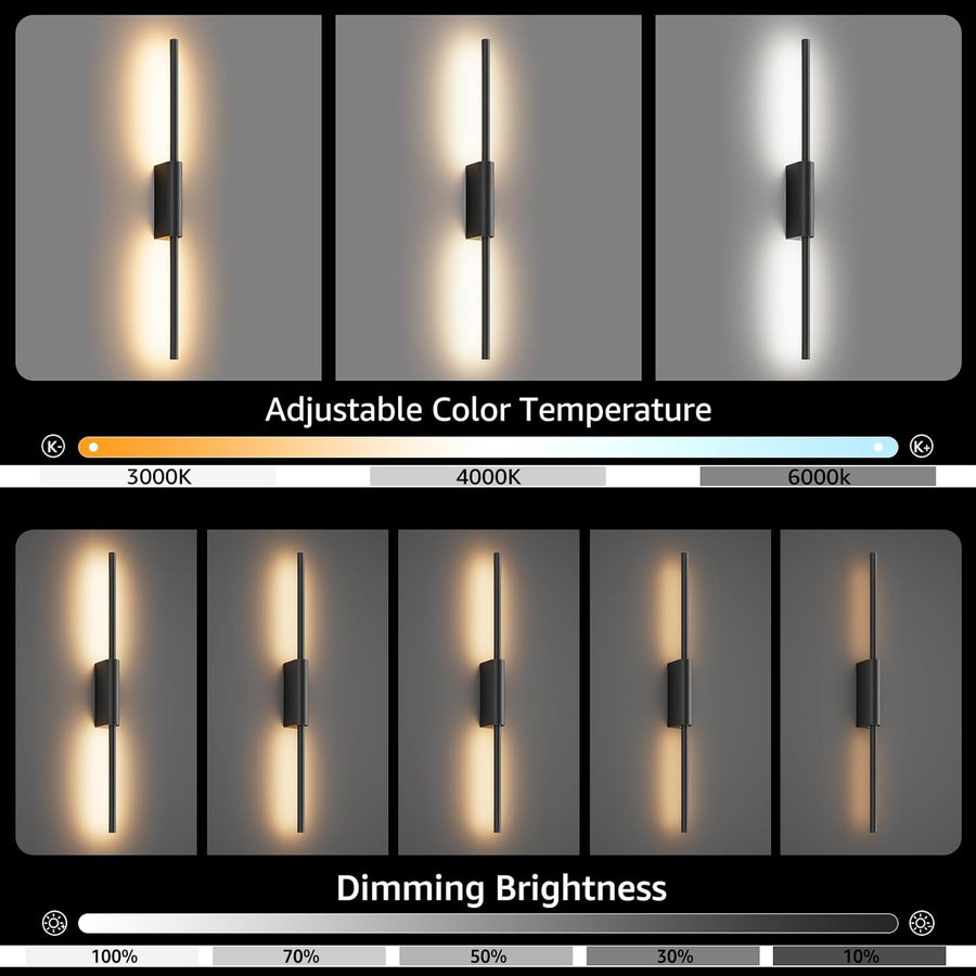 Lot de x2 Lampe Murale LED d'Intérieur sans Fil avec Batterie 60cm 7W, Dimmable avec Télécommande et Minuterie, Éclairage Mural Rechargeable pour Salon et Chambre