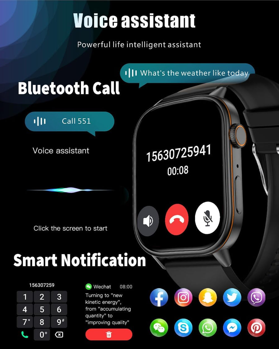 martwatch Hommes 2,01'' HD Montre Fitness avec GPS IP68 Montre Sport étanche 178+ Modes de Sport Moniteur Sommeil fréquence Cardiaque Tracker Fitness pour Android iOS